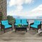 4 Pieces Patio Rattan Free Combination Sofa Set with Cushion and Coffee Table